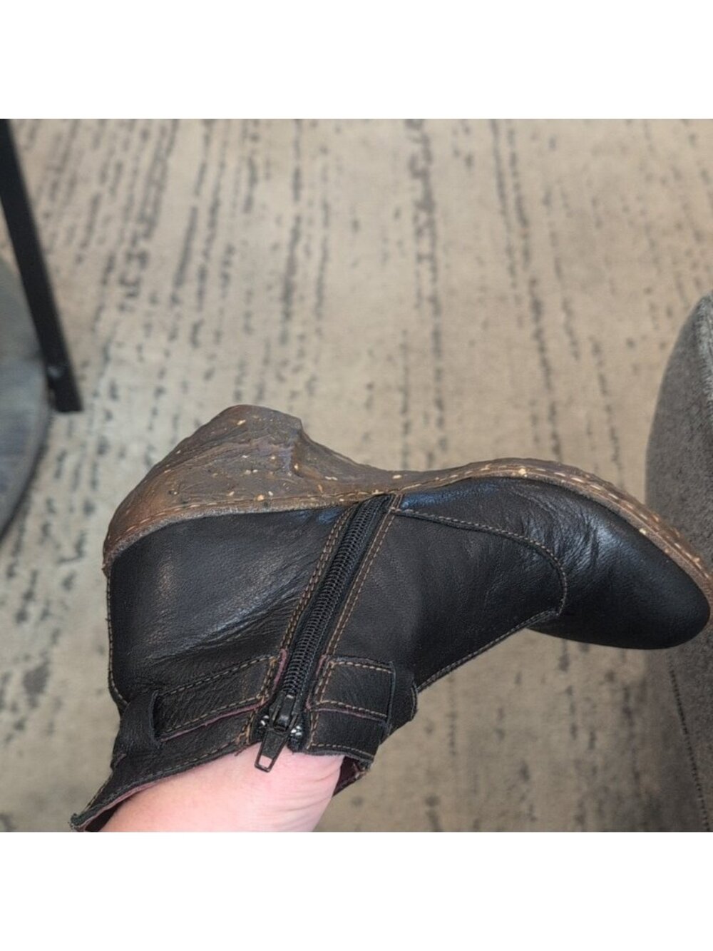 El Naturalista Leather Wedge Booties Dark Brown Almost Black - Picture 7 of 9